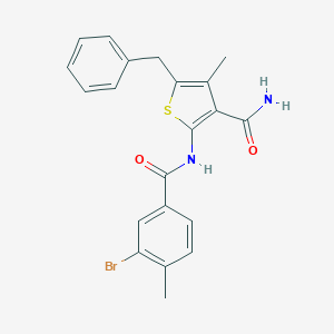 molecular formula C21H19BrN2O2S B321955 5-Benzyl-2-[(3-bromo-4-methylbenzoyl)amino]-4-methyl-3-thiophenecarboxamide 