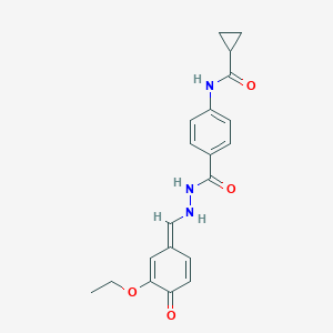 molecular formula C20H21N3O4 B321964 N-[4-[[[(E)-(3-ethoxy-4-oxocyclohexa-2,5-dien-1-ylidene)methyl]amino]carbamoyl]phenyl]cyclopropanecarboxamide 