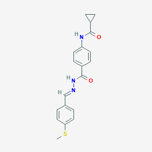 molecular formula C19H19N3O2S B321966 N-[4-({2-[4-(methylsulfanyl)benzylidene]hydrazino}carbonyl)phenyl]cyclopropanecarboxamide 