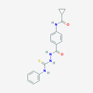molecular formula C18H18N4O2S B321973 N-(4-(2-(phenylcarbamothioyl)hydrazinecarbonyl)phenyl)cyclopropanecarboxamide 