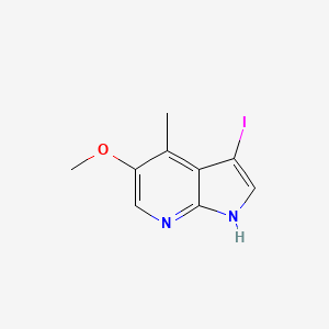 molecular formula C9H9IN2O B3220070 3-iodo-5-methoxy-4-methyl-1H-pyrrolo[2,3-b]pyridine CAS No. 1190322-76-9