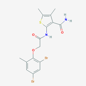 molecular formula C16H16Br2N2O3S B322029 2-{[(2,4-Dibromo-6-methylphenoxy)acetyl]amino}-4,5-dimethyl-3-thiophenecarboxamide 
