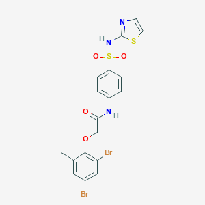 molecular formula C18H15Br2N3O4S2 B322030 2-(2,4-dibromo-6-methylphenoxy)-N-[4-(1,3-thiazol-2-ylsulfamoyl)phenyl]acetamide 