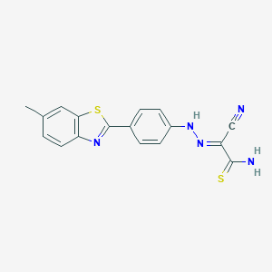 molecular formula C17H13N5S2 B322038 2-Cyano-2-{[4-(6-methyl-1,3-benzothiazol-2-yl)phenyl]hydrazono}ethanethioamide 