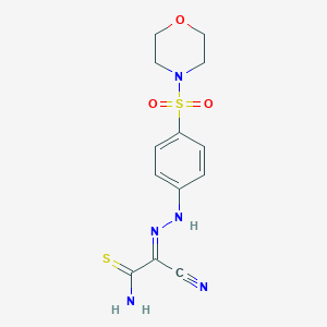 molecular formula C13H15N5O3S2 B322039 2-Cyano-2-[(4-morpholinosulfonylphenyl)hydrazono]thioacetamide 