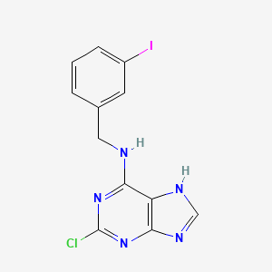 molecular formula C12H9ClIN5 B3220639 2-chloro-N-[(3-iodophenyl)methyl]-7H-purin-6-amine CAS No. 120046-86-8