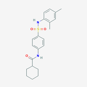 molecular formula C21H26N2O3S B322084 N-{4-[(2,4-dimethylanilino)sulfonyl]phenyl}cyclohexanecarboxamide 