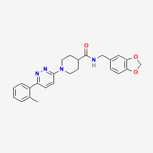 molecular formula C25H26N4O3 B3220857 N-(benzo[d][1,3]dioxol-5-ylmethyl)-1-(6-(o-tolyl)pyridazin-3-yl)piperidine-4-carboxamide CAS No. 1203209-95-3