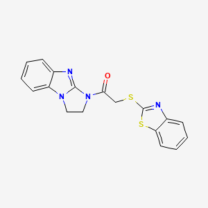 molecular formula C18H14N4OS2 B3220864 2-(benzo[d]thiazol-2-ylthio)-1-(2,3-dihydro-1H-benzo[d]imidazo[1,2-a]imidazol-1-yl)ethanone CAS No. 1203217-66-6