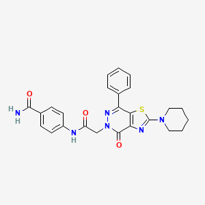 molecular formula C25H24N6O3S B3220868 4-(2-(4-oxo-7-phenyl-2-(piperidin-1-yl)thiazolo[4,5-d]pyridazin-5(4H)-yl)acetamido)benzamide CAS No. 1203228-05-0