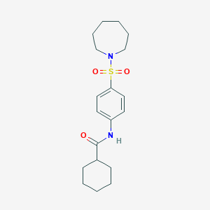molecular formula C19H28N2O3S B322088 N-[4-(azepan-1-ylsulfonyl)phenyl]cyclohexanecarboxamide 