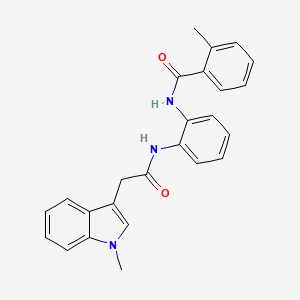 molecular formula C25H23N3O2 B3220913 2-methyl-N-(2-(2-(1-methyl-1H-indol-3-yl)acetamido)phenyl)benzamide CAS No. 1203420-77-2