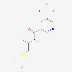 molecular formula C11H10F6N2OS B3220994 N-(1-Methyl-2-trifluoromethylsulfanyl-ethyl)-5-trifluoromethyl-nicotinamide CAS No. 1204234-42-3
