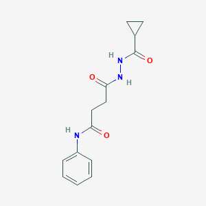 molecular formula C14H17N3O3 B322106 4-[2-(cyclopropylcarbonyl)hydrazino]-4-oxo-N-phenylbutanamide 