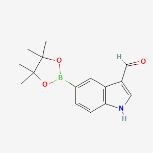 molecular formula C15H18BNO3 B3221131 5-(4,4,5,5-Tetramethyl-1,3,2-dioxaborolan-2-YL)-1H-indole-3-carbaldehyde CAS No. 1204742-74-4