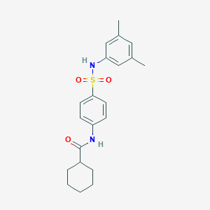 molecular formula C21H26N2O3S B322114 N-{4-[(3,5-dimethylanilino)sulfonyl]phenyl}cyclohexanecarboxamide 