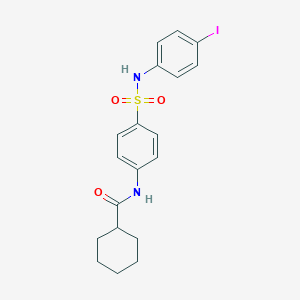molecular formula C19H21IN2O3S B322116 N-{4-[(4-iodoanilino)sulfonyl]phenyl}cyclohexanecarboxamide 