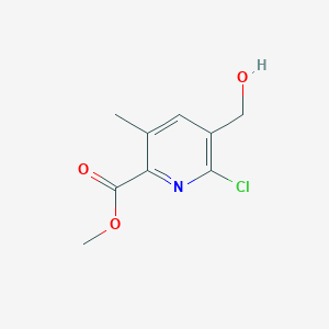 molecular formula C9H10ClNO3 B3221164 Methyl 6-chloro-5-(hydroxymethyl)-3-methylpicolinate CAS No. 1205671-73-3