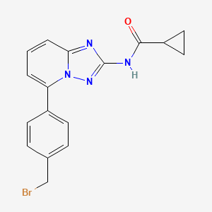 molecular formula C17H15BrN4O B3221174 N-(5-(4-(bromomethyl)phenyl)-[1,2,4]triazolo[1,5-a]pyridin-2-yl)cyclopropanecarboxamide CAS No. 1206163-59-8