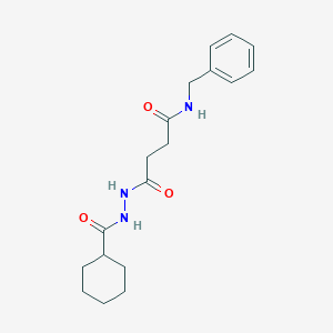molecular formula C18H25N3O3 B322119 N-benzyl-4-[2-(cyclohexylcarbonyl)hydrazino]-4-oxobutanamide 