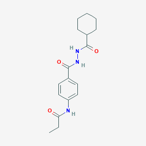 molecular formula C17H23N3O3 B322120 N-(4-{[2-(cyclohexylcarbonyl)hydrazino]carbonyl}phenyl)propanamide 