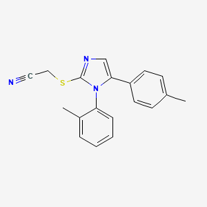 molecular formula C19H17N3S B3221347 2-((1-(o-tolyl)-5-(p-tolyl)-1H-imidazol-2-yl)thio)acetonitrile CAS No. 1206994-14-0