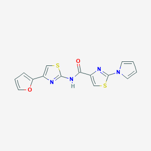 molecular formula C15H10N4O2S2 B3221372 N-(4-(furan-2-yl)thiazol-2-yl)-2-(1H-pyrrol-1-yl)thiazole-4-carboxamide CAS No. 1206995-47-2