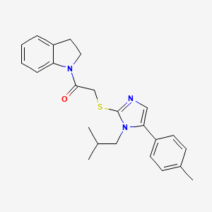 molecular formula C24H27N3OS B3221374 1-(indolin-1-yl)-2-((1-isobutyl-5-(p-tolyl)-1H-imidazol-2-yl)thio)ethanone CAS No. 1206996-92-0