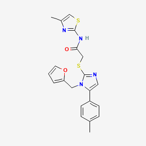 molecular formula C21H20N4O2S2 B3221379 2-((1-(furan-2-ylmethyl)-5-(p-tolyl)-1H-imidazol-2-yl)thio)-N-(4-methylthiazol-2-yl)acetamide CAS No. 1206997-52-5