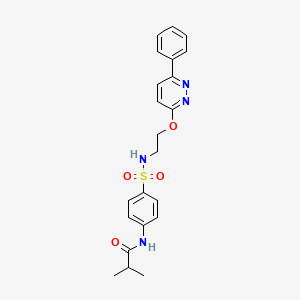 molecular formula C22H24N4O4S B3221446 N-(4-(N-(2-((6-phenylpyridazin-3-yl)oxy)ethyl)sulfamoyl)phenyl)isobutyramide CAS No. 1207010-12-5