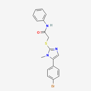 molecular formula C18H16BrN3OS B3221453 2-((5-(4-bromophenyl)-1-methyl-1H-imidazol-2-yl)thio)-N-phenylacetamide CAS No. 1207010-78-3