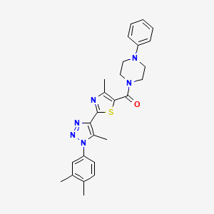 (2-(1-(3,4-dimethylphenyl)-5-methyl-1H-1,2,3-triazol-4-yl)-4-methylthiazol-5-yl)(4-phenylpiperazin-1-yl)methanone