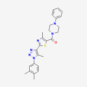 molecular formula C26H28N6OS B3221488 (2-(1-(3,4-dimethylphenyl)-5-methyl-1H-1,2,3-triazol-4-yl)-4-methylthiazol-5-yl)(4-phenylpiperazin-1-yl)methanone CAS No. 1207022-02-3