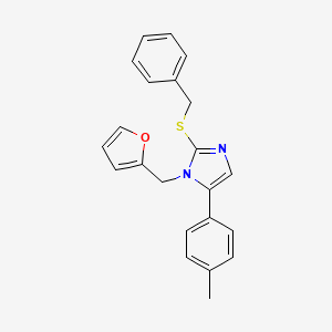 molecular formula C22H20N2OS B3221500 2-(benzylthio)-1-(furan-2-ylmethyl)-5-(p-tolyl)-1H-imidazole CAS No. 1207022-38-5