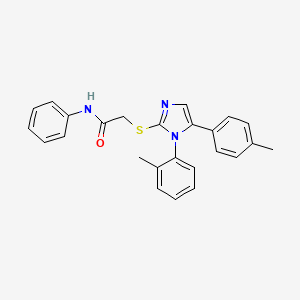 molecular formula C25H23N3OS B3221508 N-phenyl-2-((1-(o-tolyl)-5-(p-tolyl)-1H-imidazol-2-yl)thio)acetamide CAS No. 1207024-41-6