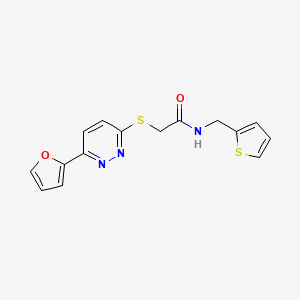 molecular formula C15H13N3O2S2 B3221580 2-((6-(furan-2-yl)pyridazin-3-yl)thio)-N-(thiophen-2-ylmethyl)acetamide CAS No. 1207036-00-7