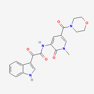 molecular formula C21H20N4O5 B3221585 2-(1H-indol-3-yl)-N-(1-methyl-5-(morpholine-4-carbonyl)-2-oxo-1,2-dihydropyridin-3-yl)-2-oxoacetamide CAS No. 1207037-13-5