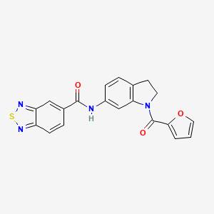 molecular formula C20H14N4O3S B3221591 N-(1-(furan-2-carbonyl)indolin-6-yl)benzo[c][1,2,5]thiadiazole-5-carboxamide CAS No. 1207037-92-0