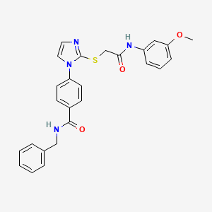 molecular formula C26H24N4O3S B3221610 N-benzyl-4-(2-((2-((3-methoxyphenyl)amino)-2-oxoethyl)thio)-1H-imidazol-1-yl)benzamide CAS No. 1207039-80-2