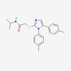 molecular formula C22H25N3OS B3221627 2-((1,5-di-p-tolyl-1H-imidazol-2-yl)thio)-N-isopropylacetamide CAS No. 1207042-05-4