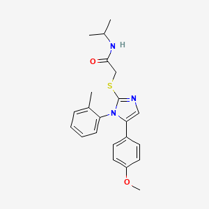 molecular formula C22H25N3O2S B3221629 N-isopropyl-2-((5-(4-methoxyphenyl)-1-(o-tolyl)-1H-imidazol-2-yl)thio)acetamide CAS No. 1207045-69-9