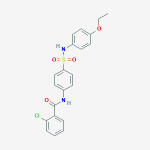 molecular formula C21H19ClN2O4S B322165 2-chloro-N-{4-[(4-ethoxyanilino)sulfonyl]phenyl}benzamide 