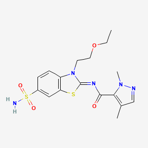(E)-N-(3-(2-ethoxyethyl)-6-sulfamoylbenzo[d]thiazol-2(3H)-ylidene)-1,4-dimethyl-1H-pyrazole-5-carboxamide