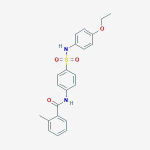 molecular formula C22H22N2O4S B322172 N-{4-[(4-ethoxyanilino)sulfonyl]phenyl}-2-methylbenzamide 