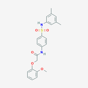 molecular formula C23H24N2O5S B322178 N-{4-[(3,5-dimethylanilino)sulfonyl]phenyl}-2-(2-methoxyphenoxy)acetamide 