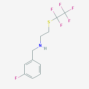 molecular formula C11H11F6NS B3221827 (3-Fluoro-benzyl)-(2-pentafluoroethylsulfanylethyl)-amine CAS No. 1208079-61-1