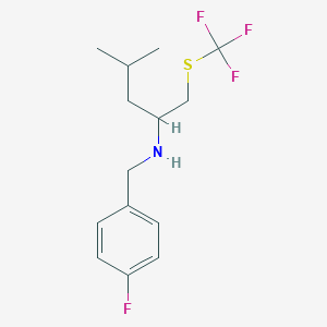 molecular formula C14H19F4NS B3221866 (4-Fluoro-benzyl)-(3-methyl-1-trifluoromethylsulfanylmethylbutyl)-amine CAS No. 1208080-76-5