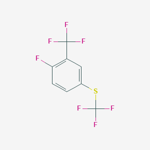 molecular formula C8H3F7S B3221872 1-Fluoro-2-trifluoromethyl-4-trifluoromethylsulfanyl-benzene CAS No. 1208081-05-3