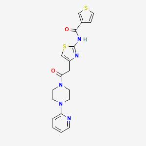molecular formula C19H19N5O2S2 B3221920 N-(4-(2-oxo-2-(4-(pyridin-2-yl)piperazin-1-yl)ethyl)thiazol-2-yl)thiophene-3-carboxamide CAS No. 1209378-00-6