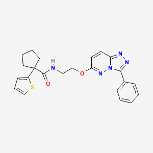 molecular formula C23H23N5O2S B3221952 N-(2-((3-phenyl-[1,2,4]triazolo[4,3-b]pyridazin-6-yl)oxy)ethyl)-1-(thiophen-2-yl)cyclopentanecarboxamide CAS No. 1209735-43-2